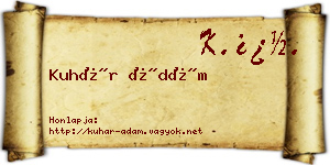 Kuhár Ádám névjegykártya