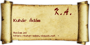 Kuhár Ádám névjegykártya